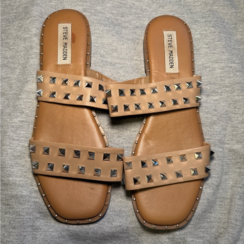 Steve Madden Tan Studded Sandals